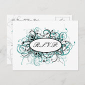 aqua mod Wedding rsvp kaart (Voorkant / Achterkant)