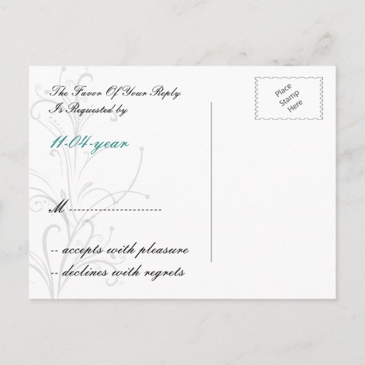 aqua mod Wedding rsvp kaart (Achterkant)