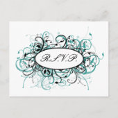 aqua mod Wedding rsvp kaart (Voorkant)
