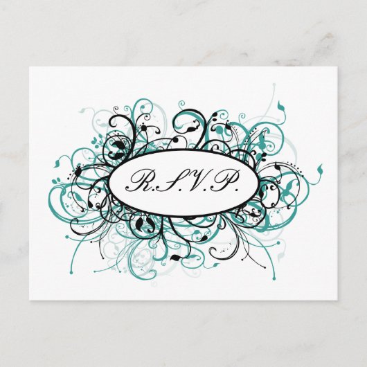 aqua mod Wedding rsvp kaart (Voorkant)