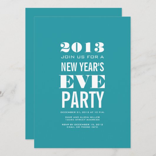 Aqua Modern 2013 Uitnodiging van nieuwjaarspartij (Voorkant / Achterkant)