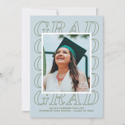 Aqua Modern Afstudeerder Typografie Afstuderen Fot Kaart (Voorkant)
