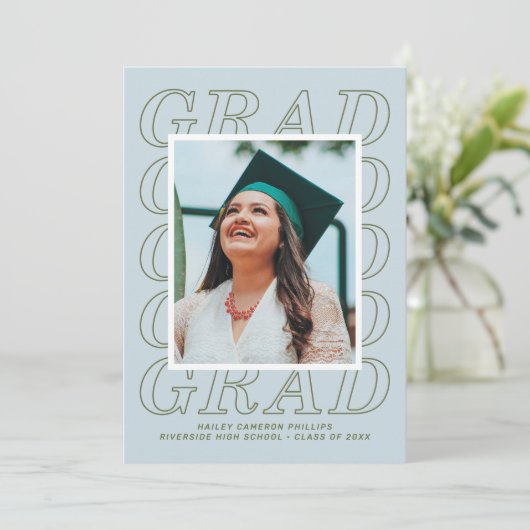 Aqua Modern Afstudeerder Typografie Afstuderen Fot Kaart (Staand voorkant)