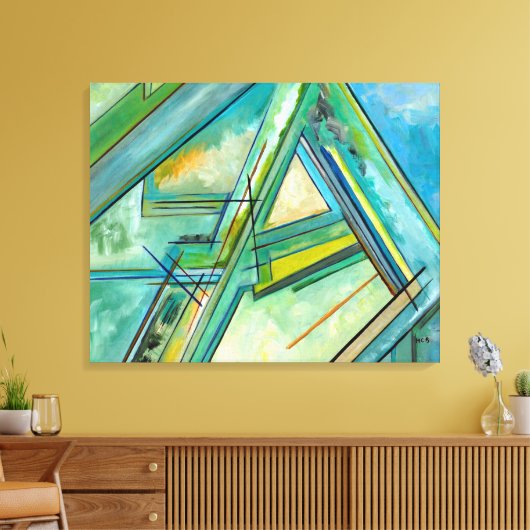 Aqua Modern Art Abstracte kleurrijke canvasprints Canvas Afdruk (Insitu (Woonkamer))
