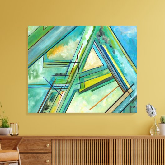 Aqua Modern Art Abstracte kleurrijke canvasprints Canvas Afdruk (Insitu (Woonkamer))