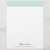 Aqua Modern Chevron Border Briefhoofd Ontwerp (Voorkant)