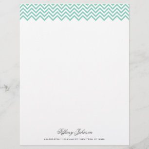 Aqua Modern Chevron Border Briefhoofd Ontwerp