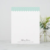 Aqua Modern Chevron Border Briefhoofd Ontwerp (Staand voorkant)