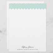 Aqua Modern Chevron Border Briefhoofd Ontwerp (Voorkant / Achterkant)