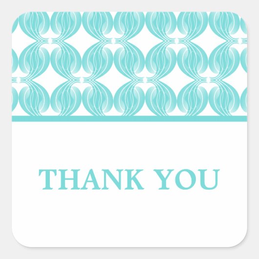 Aqua Modern Deco Dank u Stickers (Voorkant)