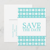 Aqua Modern Deco Save the Date Briefkaart (Voorkant / Achterkant)