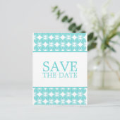 Aqua Modern Deco Save the Date Briefkaart (Staand voorkant)