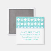 Aqua Modern Deco Save the Date Magnet (Voorkant / Achterkant)