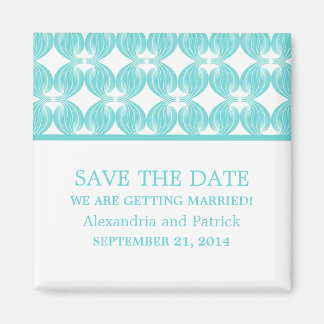 Aqua Modern Deco Save the Date Magnet
