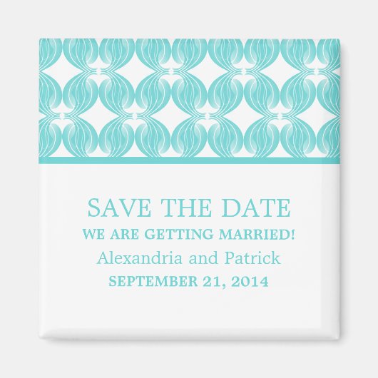 Aqua Modern Deco Save the Date Magnet (Voorkant)