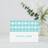 Aqua Modern Deco Table Number Briefkaart (Staand voorkant)