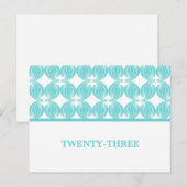 Aqua Modern Deco Table Number Briefkaart (Voorkant / Achterkant)