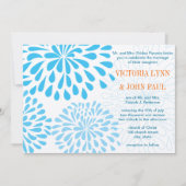 Aqua Modern Floral Chrysanthemum Wedding Kaart (Voorkant)