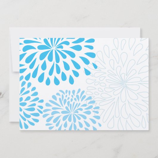 Aqua Modern Floral Chrysanthemum Wedding Kaart (Achterkant)