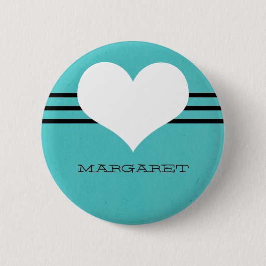 Aqua Modern Heart Button (Voorkant)