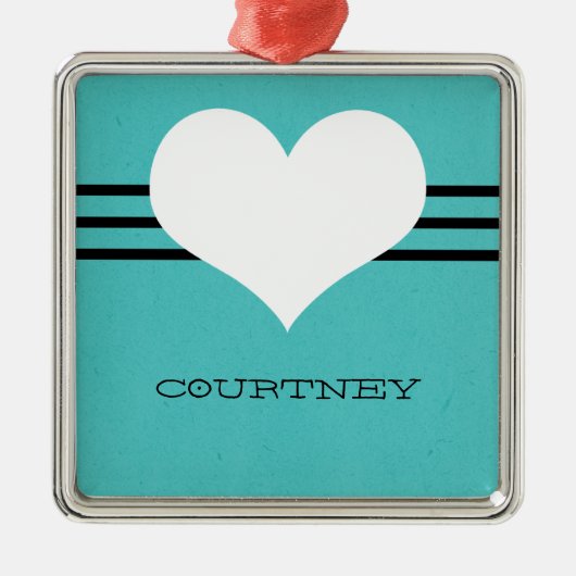 Aqua Modern Heart Ornament (Voorkant)