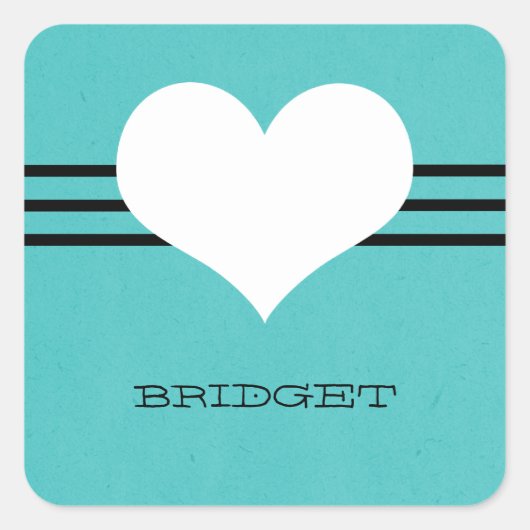 Aqua Modern Heart Stickers (Voorkant)