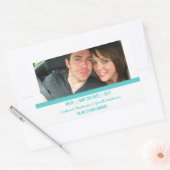 Aqua Modern Photo Save the Date Stickers (Envelop)