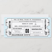 Aqua  Modern Typografie Ticket Wedding Kaart (Voorkant)