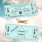 Aqua  Modern Typografie Ticket Wedding Kaart