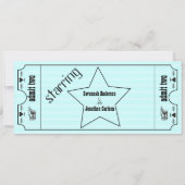 Aqua  Modern Typografie Ticket Wedding Kaart (Achterkant)