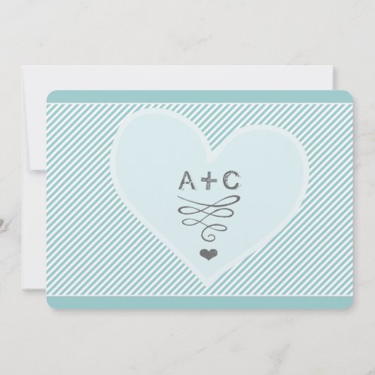 Aqua  Modern Typografie Weddings Kaart (Achterkant)