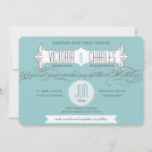 Aqua  Modern Typografie Weddings Kaart (Voorkant)