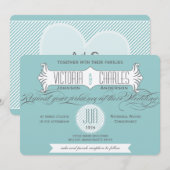 Aqua  Modern Typografie Weddings Kaart (Voorkant / Achterkant)