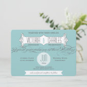 Aqua  Modern Typografie Weddings Kaart (Staand voorkant)