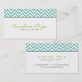 Aqua moderne Chevron strepen Visitekaartje (Voorkant / Achterkant)