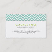 Aqua moderne Chevron strepen Visitekaartje (Achterkant)