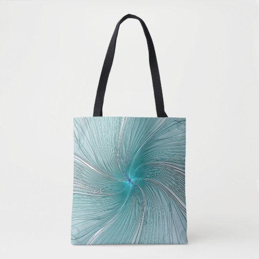 Aqua Moderne Snaal Bloem Tote Bag (Voorkant)