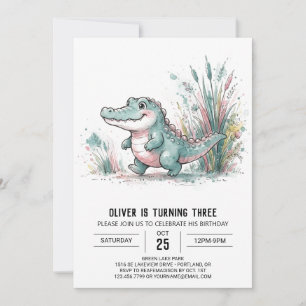 Aqua Moeras Alligator Verjaardag Kaart