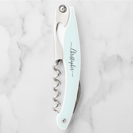 Aqua Monogram Beer Wine Kurkentrekker Bottle Opene (Voorkant)