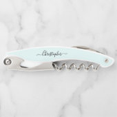 Aqua Monogram Beer Wine Kurkentrekker Bottle Opene (Voorkant)