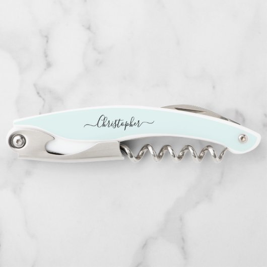 Aqua Monogram Beer Wine Kurkentrekker Bottle Opene (Voorkant)