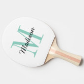 Aqua Monogram en Naam op maat Tafeltennisbatje (Zijkant)