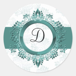 aqua monogram envelop verzegeling ronde sticker