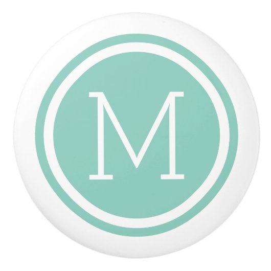 Aqua Monogram Gepersonaliseerde Ladeknop Keramische Knop (Voorkant)