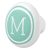 Aqua Monogram Gepersonaliseerde Ladeknop Keramische Knop (Rechts)