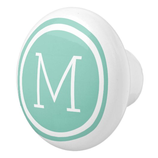 Aqua Monogram Gepersonaliseerde Ladeknop Keramische Knop (Rechts)