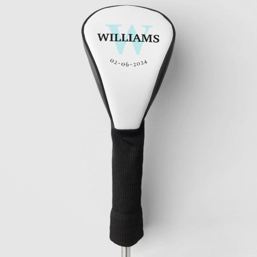 Aqua Monogram Initiaal en naam Gepersonaliseerde G Golfheadcover (Voorkant)