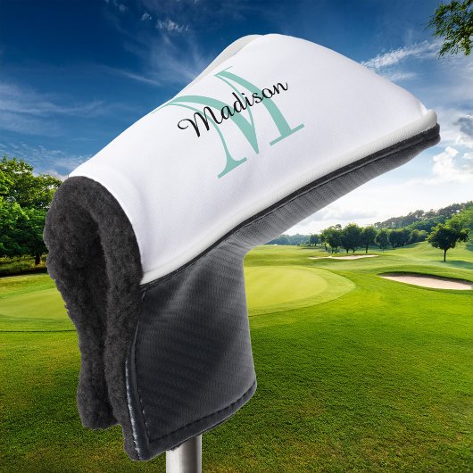 Aqua Monogram Initiaal en naam op maat Golfheadcover