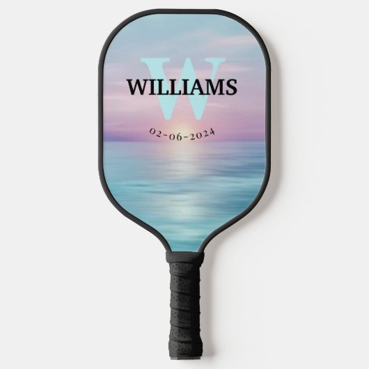 Aqua Monogram Initiaal en naam op maat Pickleball Paddle (Voorkant)