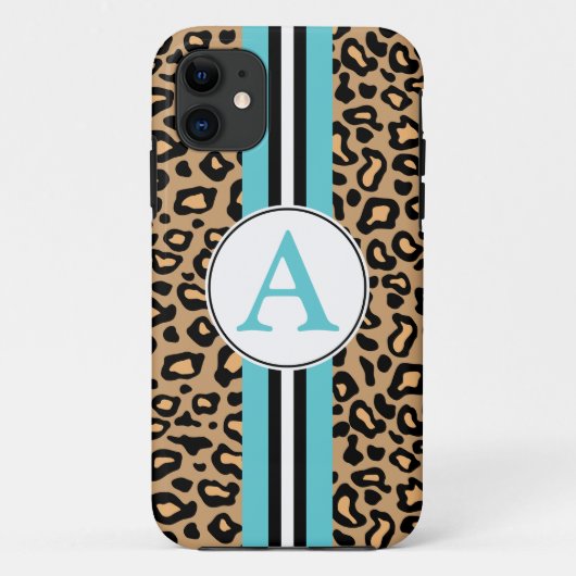 Aqua Monogram Luipaard iPhone 5 Case Mate (Achterkant)